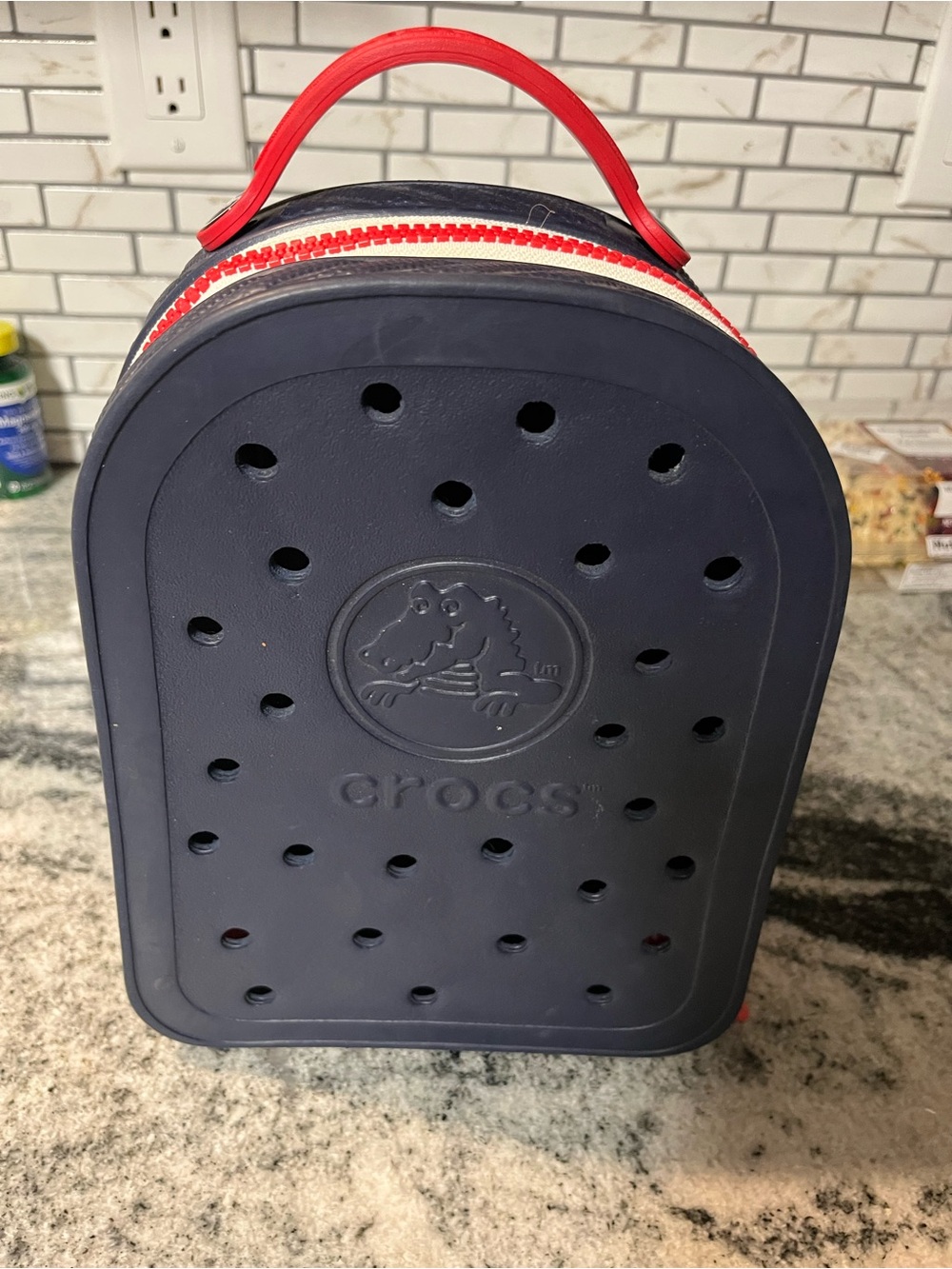 CROCS Navy Case with Red Handle and Trim